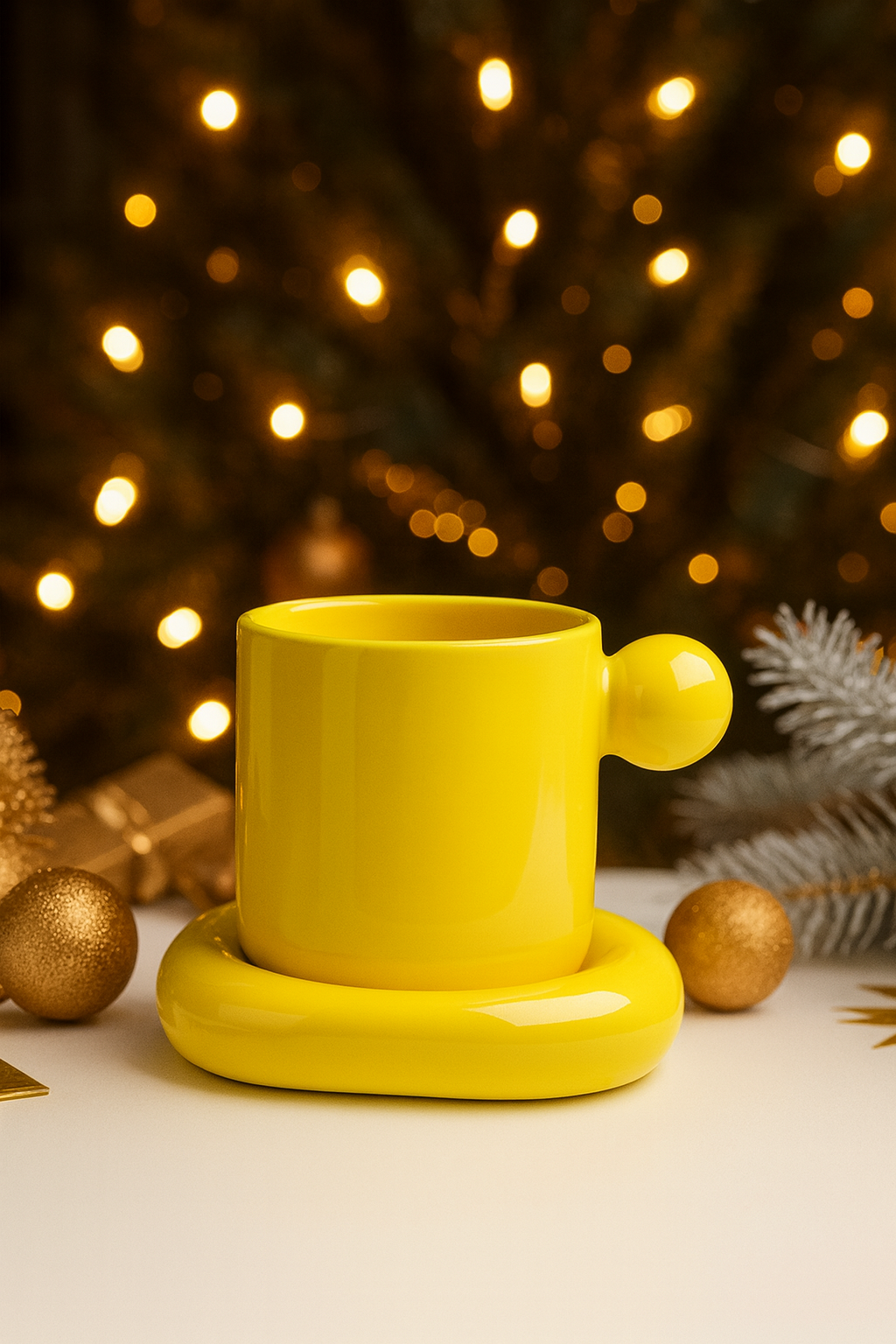 Lemon Glow Ceramic Cup Set