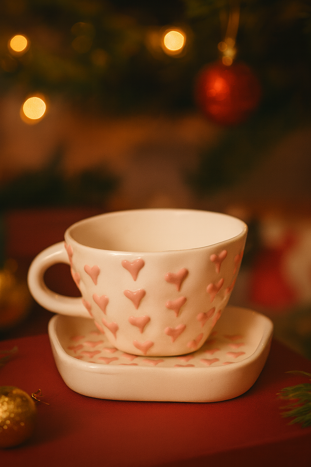 Pink Heart Cozy Café Cup Set