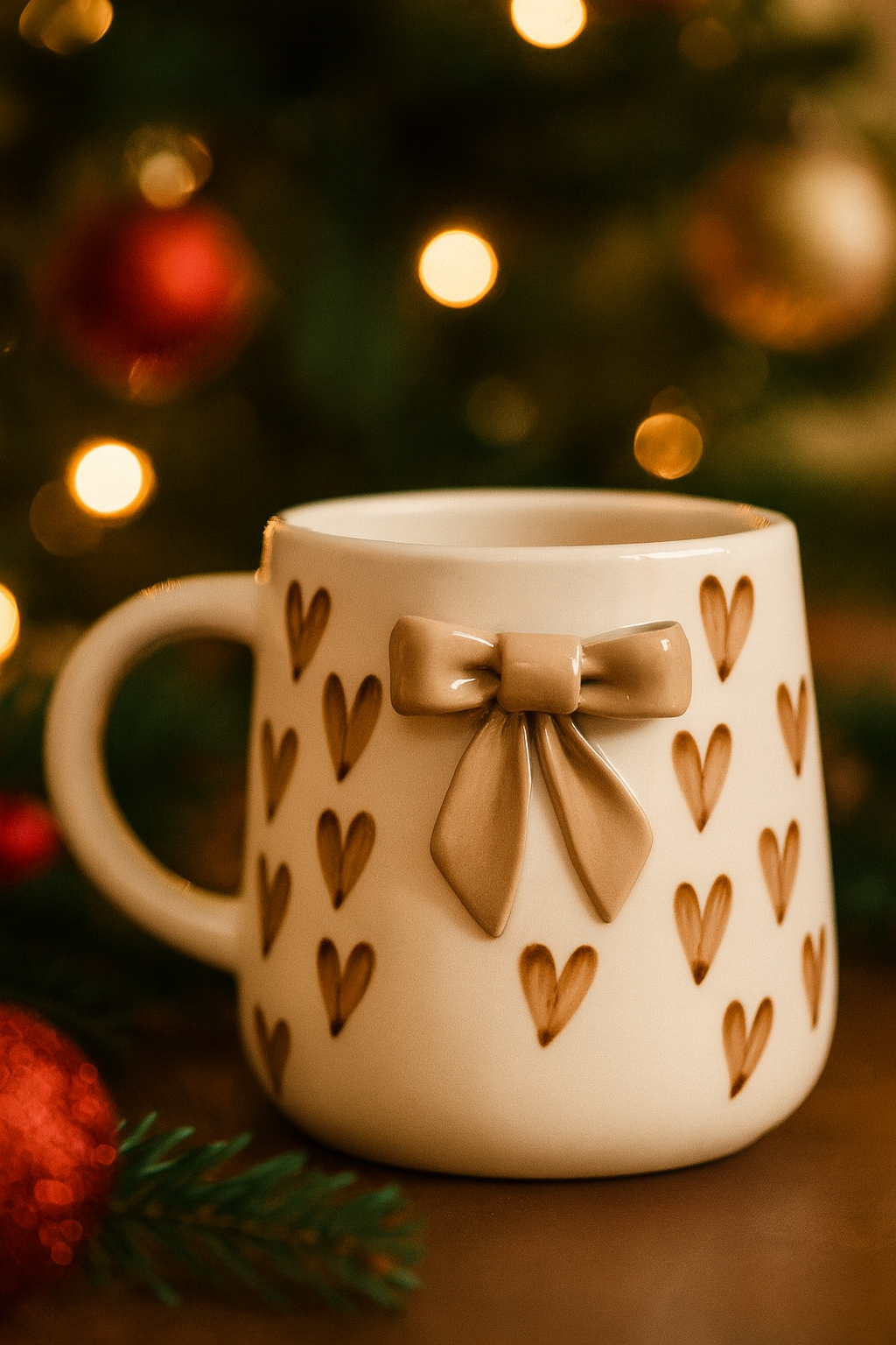 Blush Bow Heart Ceramic Mug