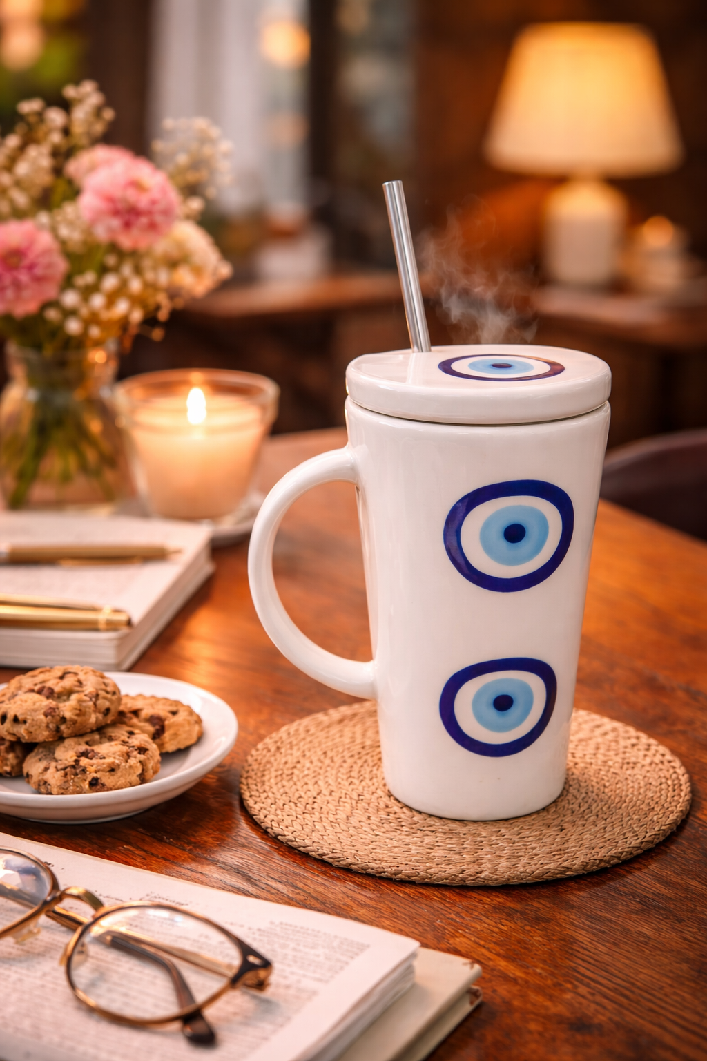 Evil Eye Calm Sip Ceramic Sipper