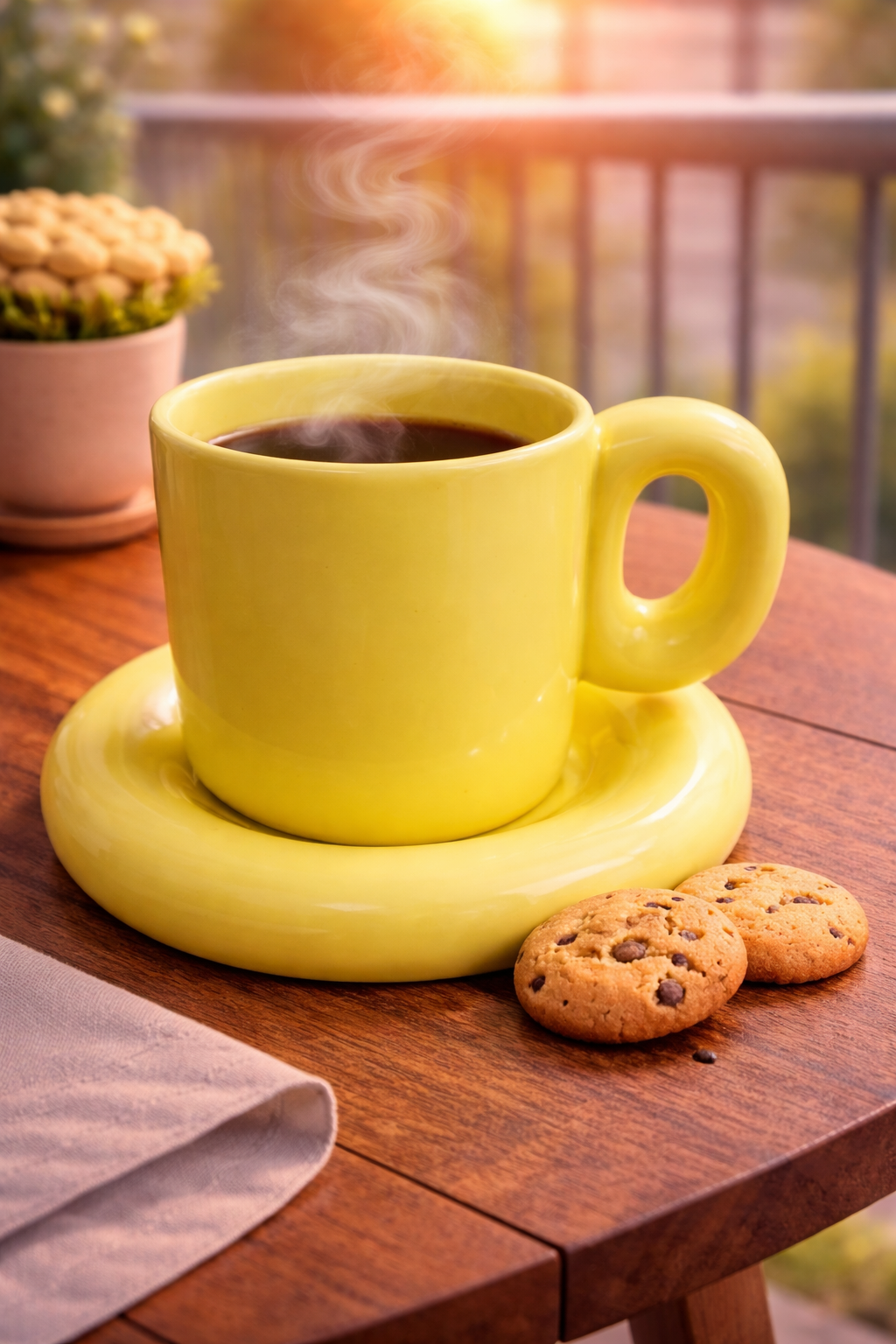 Yellow Bubble Ceramic Cup Set