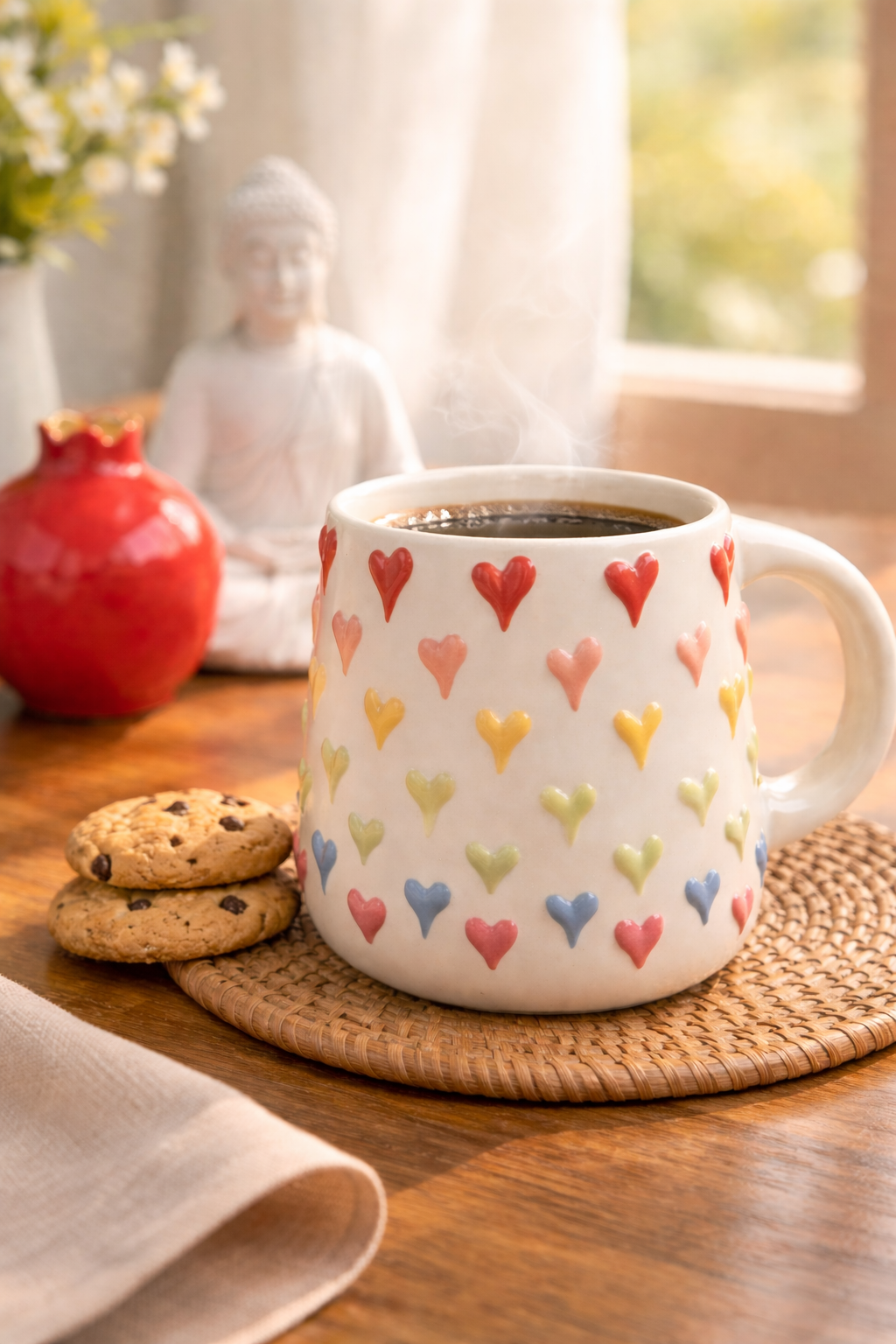 Multicolor 3D Heart Ceramic Cup