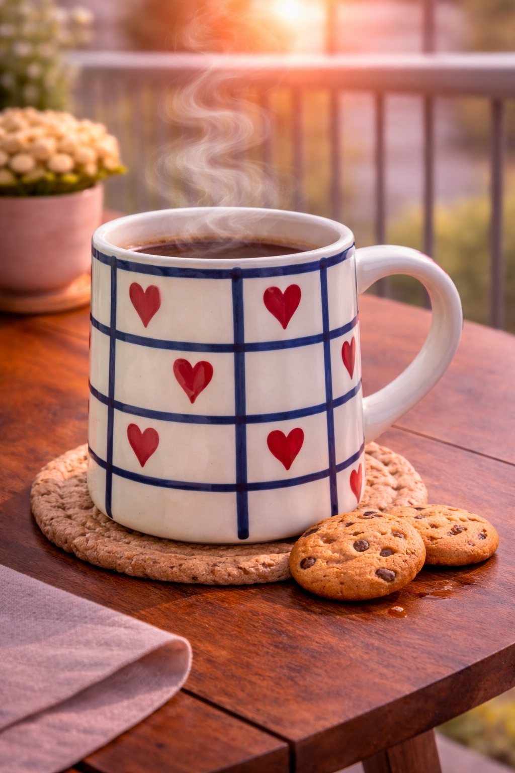 Checks Heart Ceramic Coffee Cup