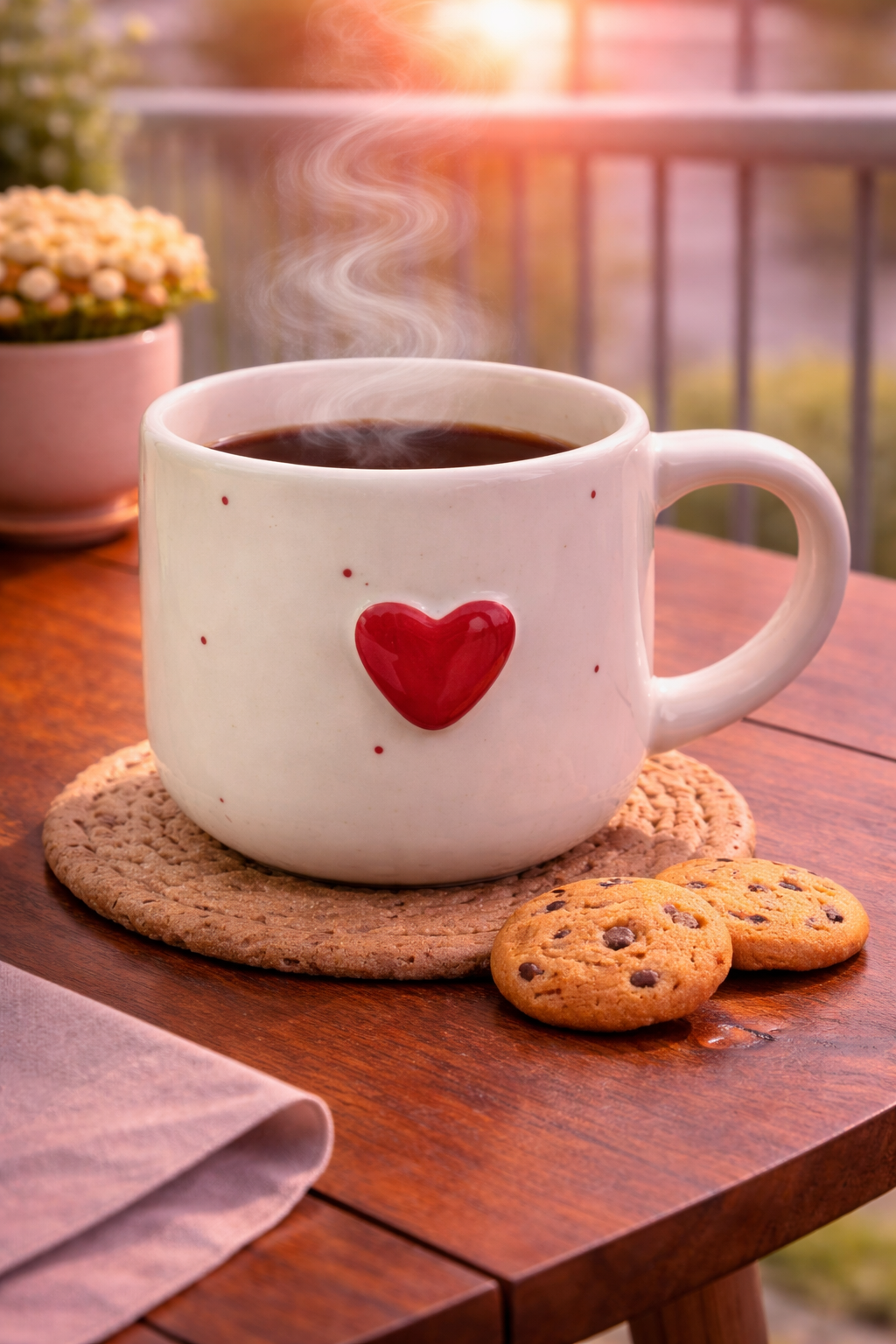 Red Heart Ceramic Coffee Cup