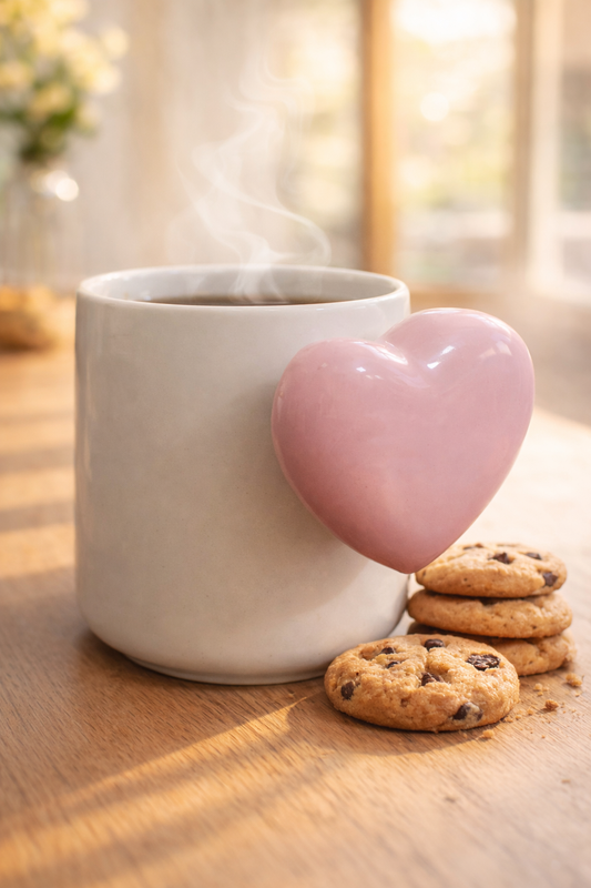 Pink Heart Knob Ceramic Mug