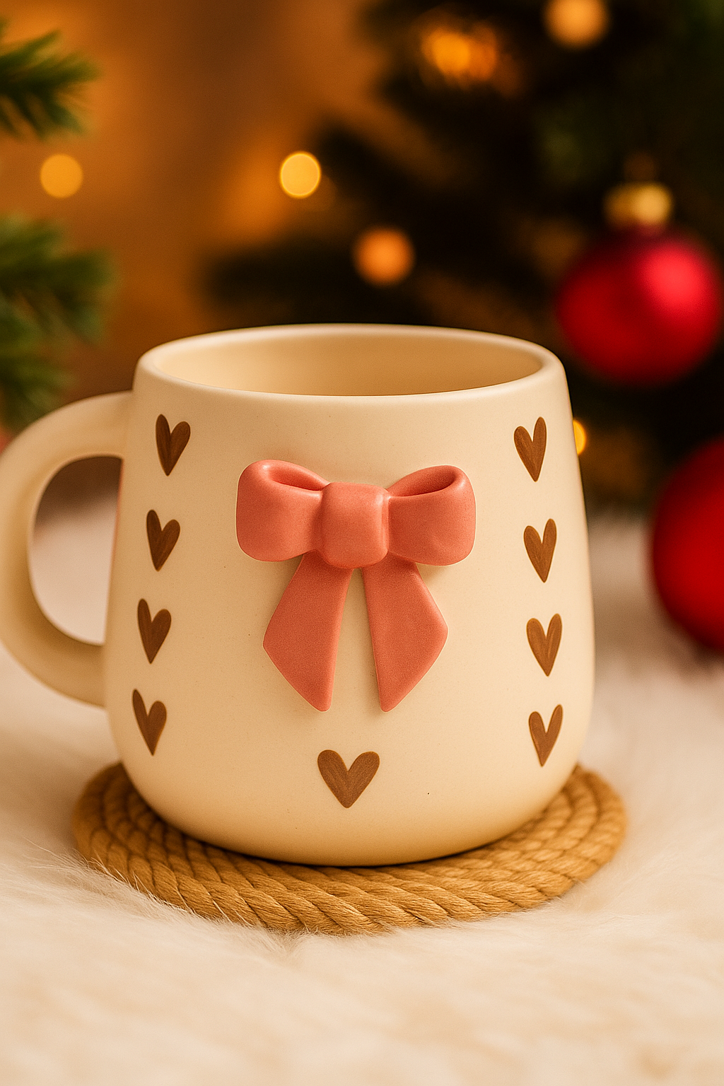 Blush Ribbon Heart Mug