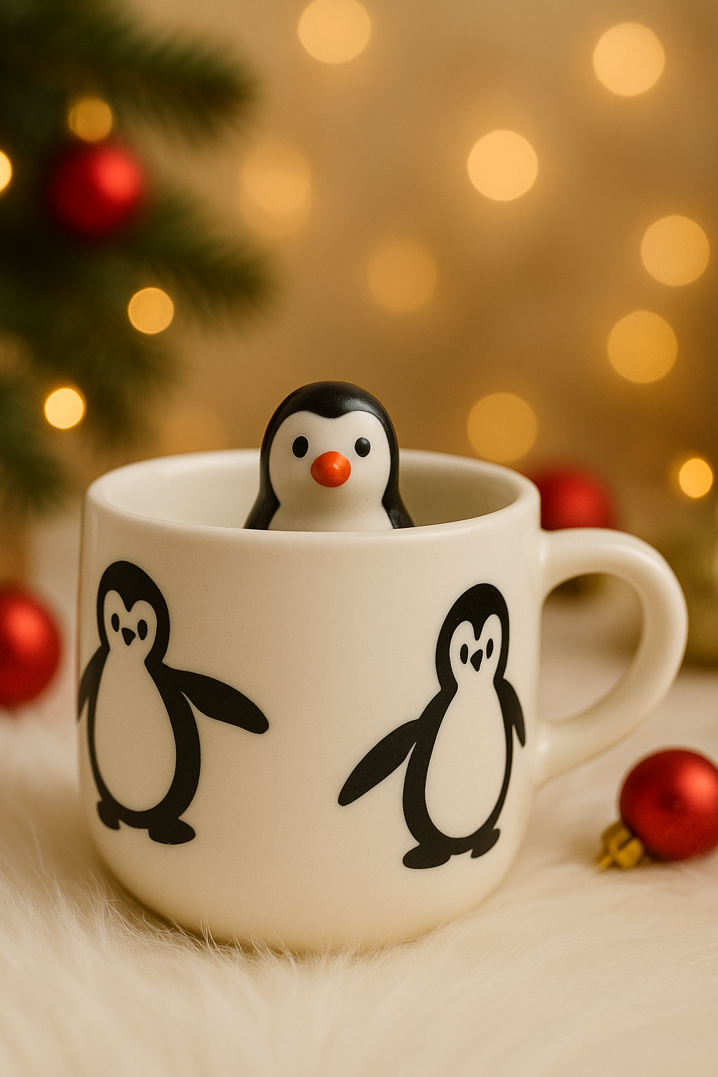 Peek-A-Boo Penguin Ceramic Mug