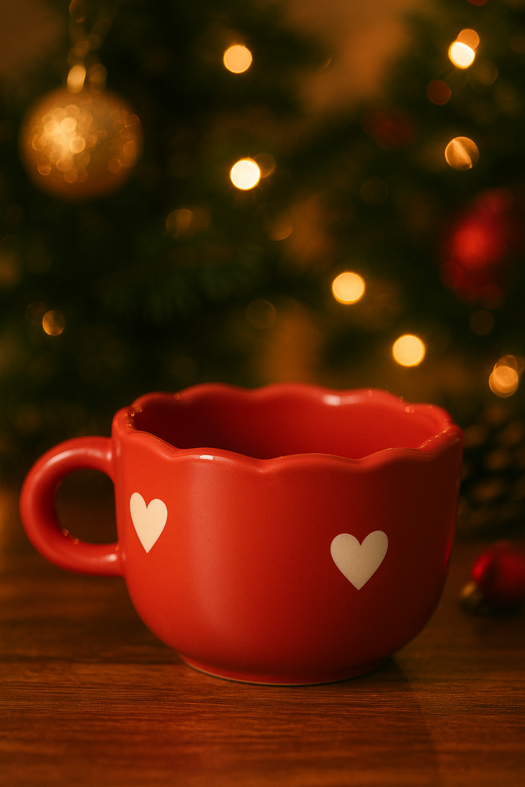 Scarlet Love Scallop-Edge Handmade Ceramic Cup