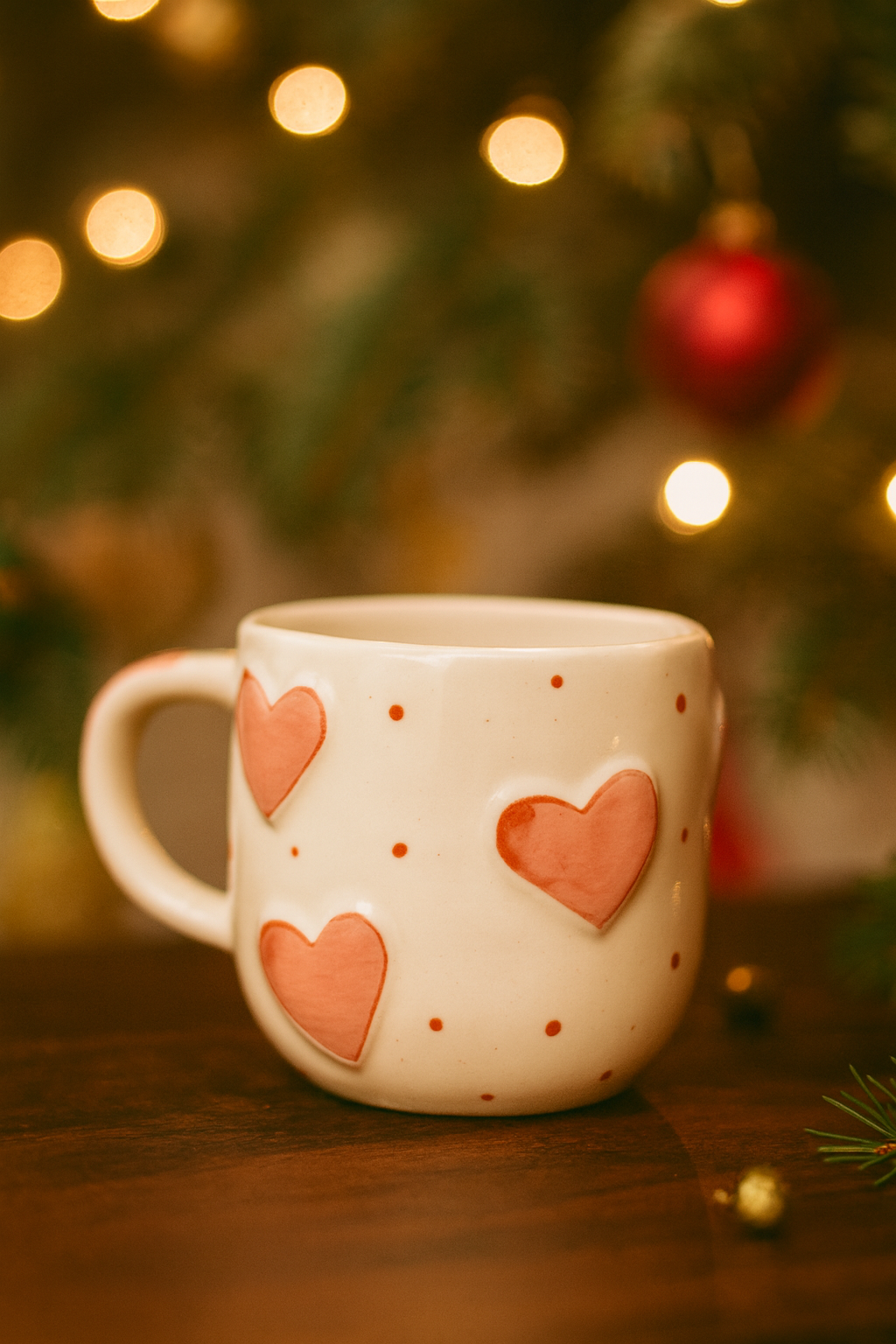 Blush Hearts Hand-Sculpted Ceramic Mug