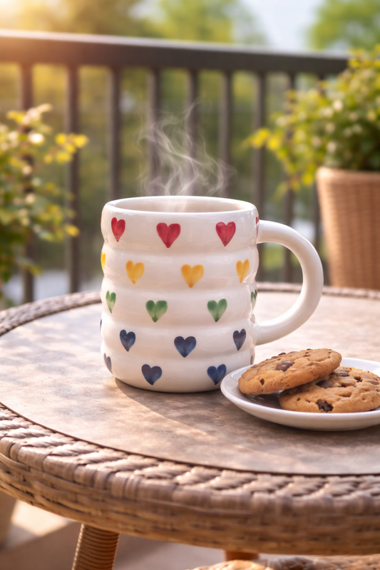 Rainbow Heart Hug Handcrafted Ceramic Mug