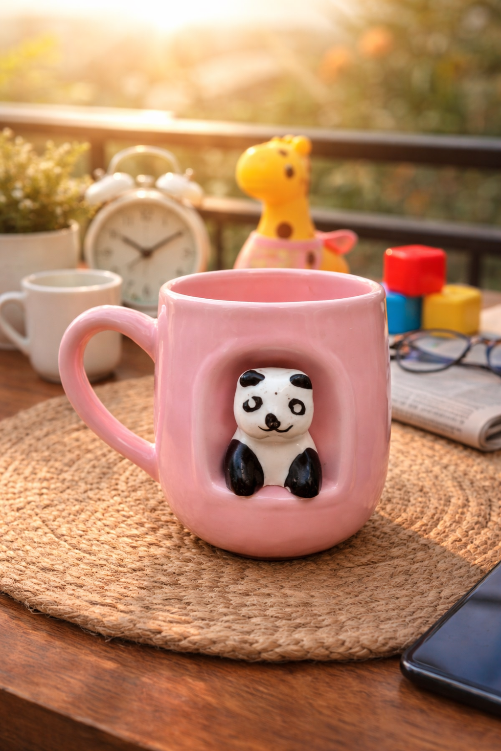 Handcrafted Panda Ceramic Mug – Pink