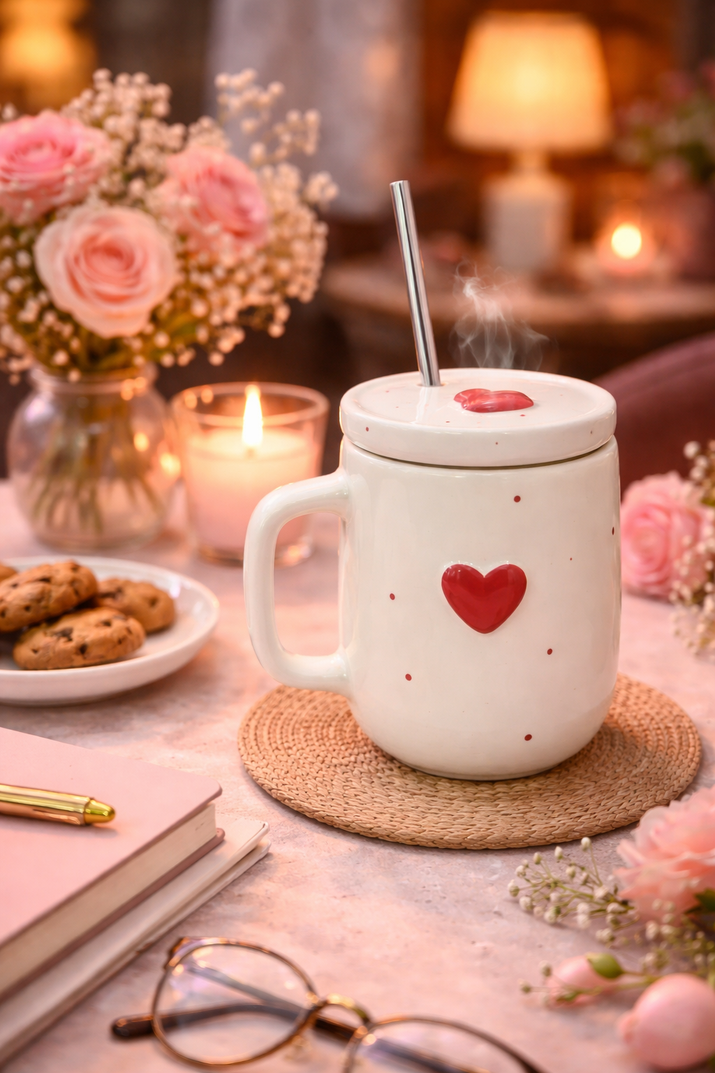 LoveSip Cozy Heart Sipper Mug