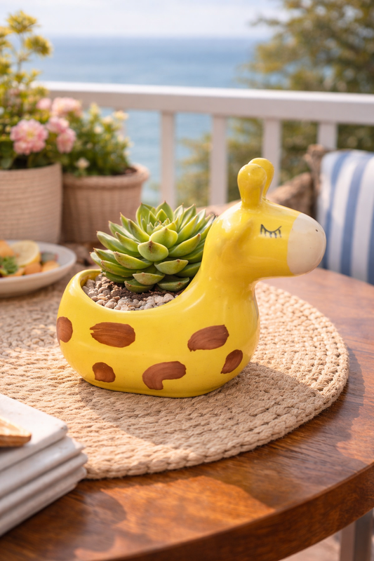 Sunny Giraffe Joy Ceramic Planter