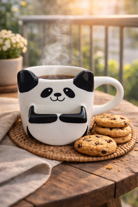 Panda Ceramic Cup With Cookie Holder
