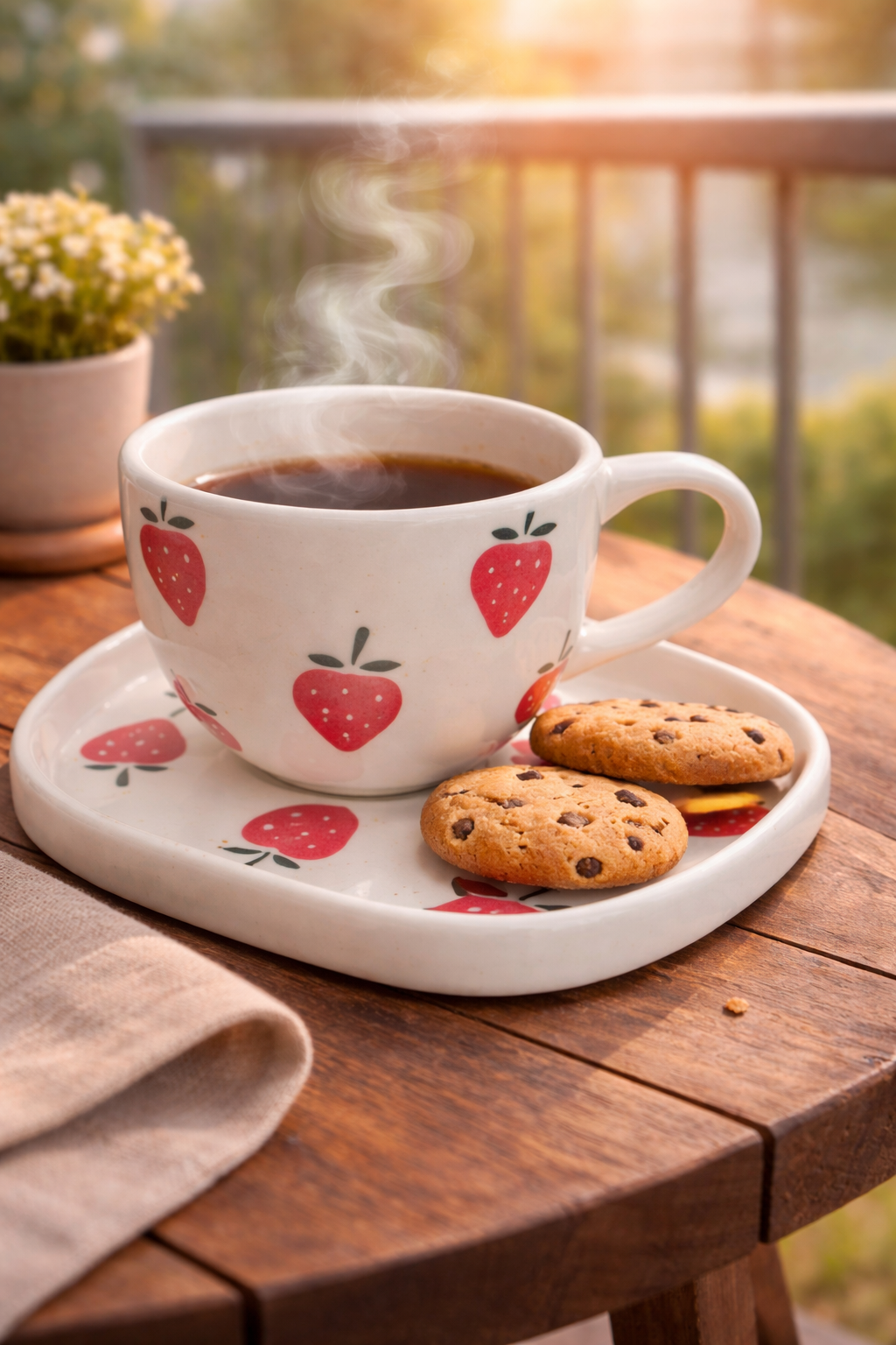 Strawberry Ceramic Cup And Saucer Set