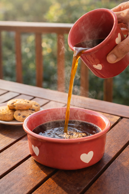 Red Heart Coffee Glass and Bowl Set