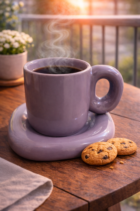 Purple Bubble Ceramic Cup Set