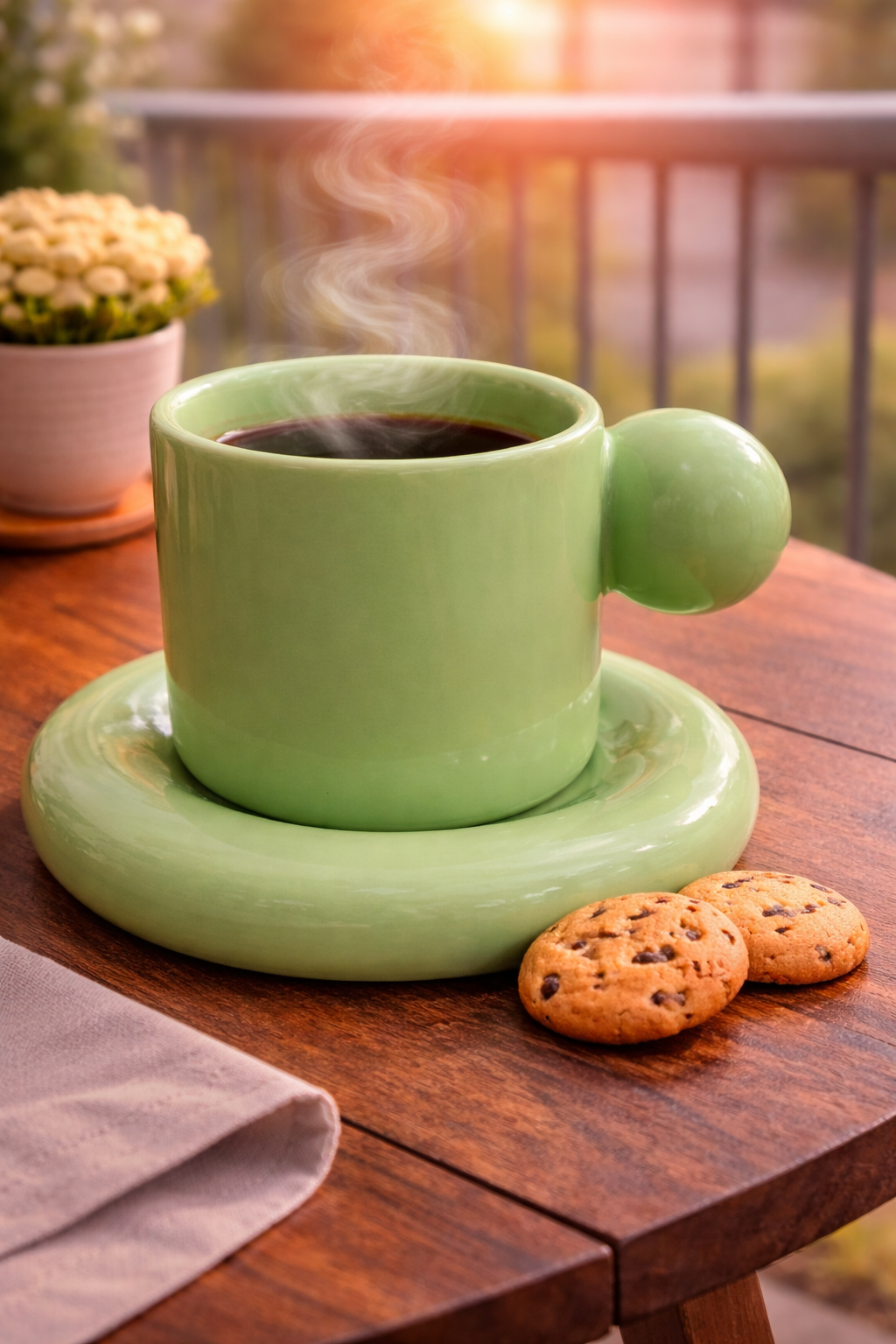 Green Bubble Ceramic Cup Set