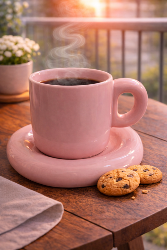 Pink Bubble Ceramic cup Set