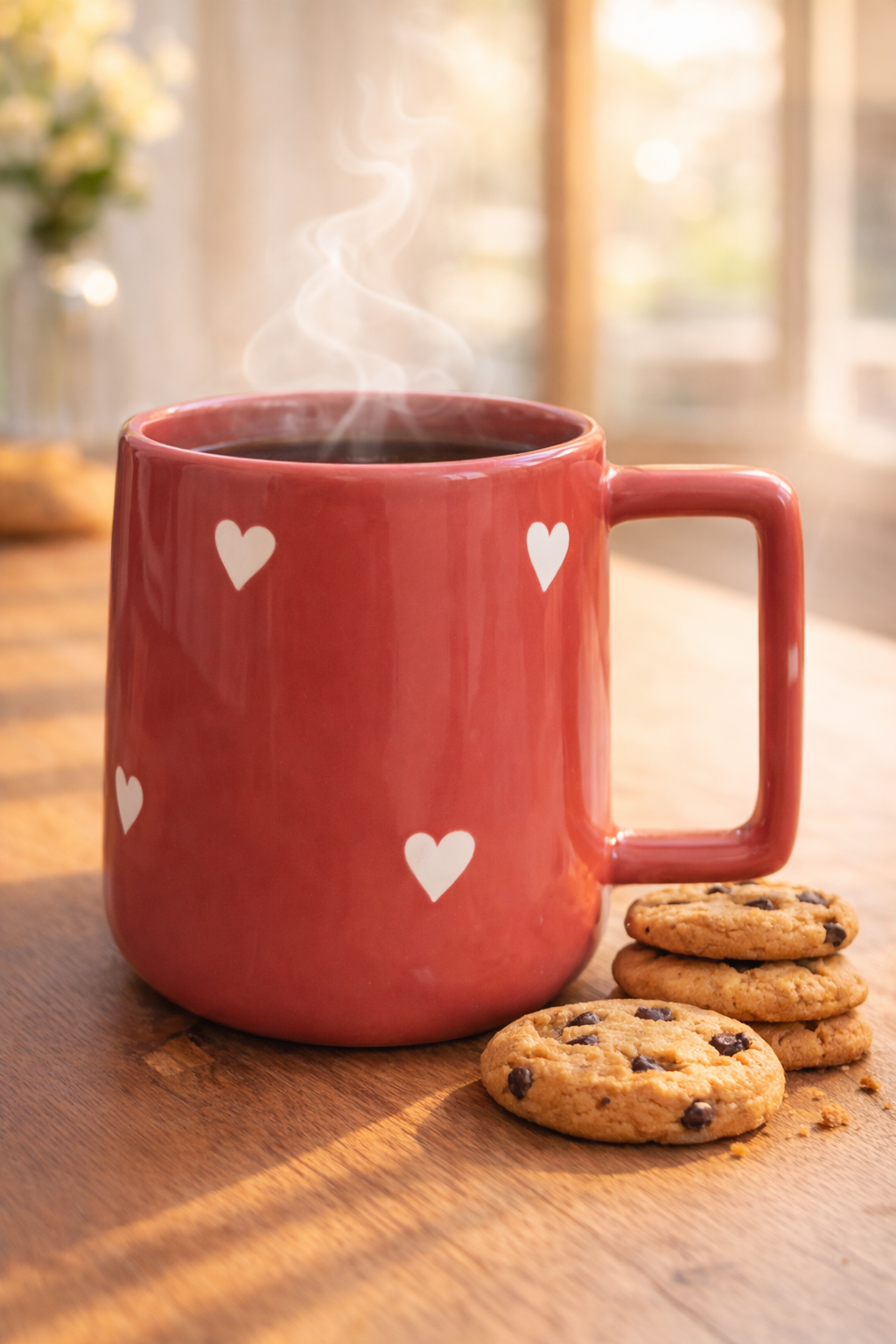 Scarlet Heart Bloom Ceramic Cup & Saucer