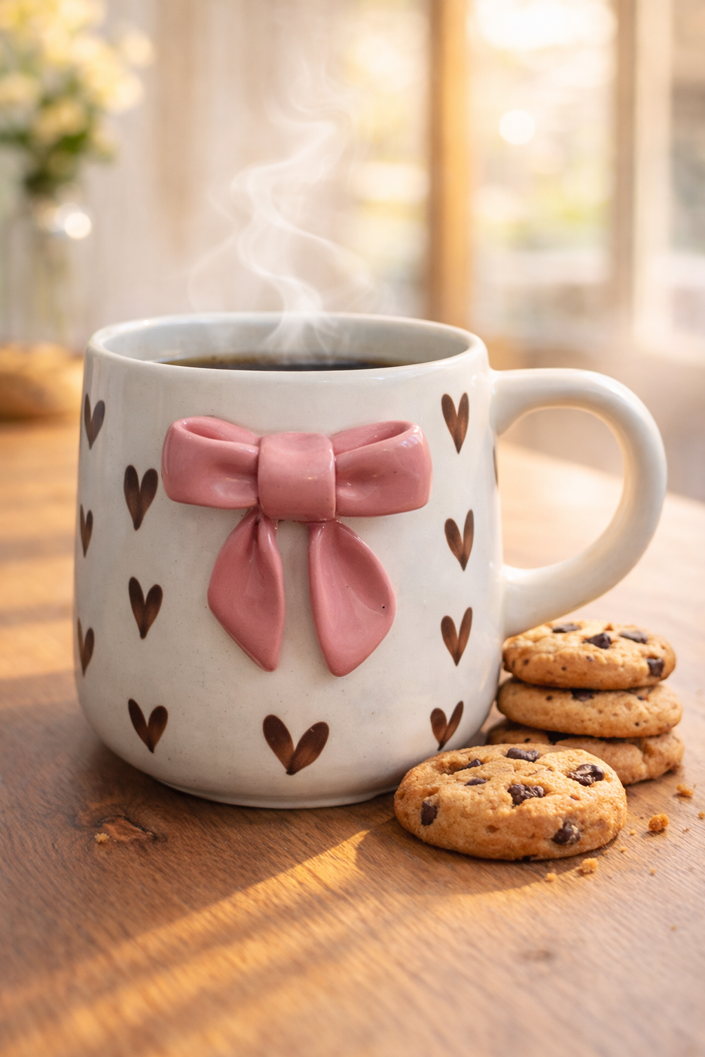 Blush Ribbon Heart Mug