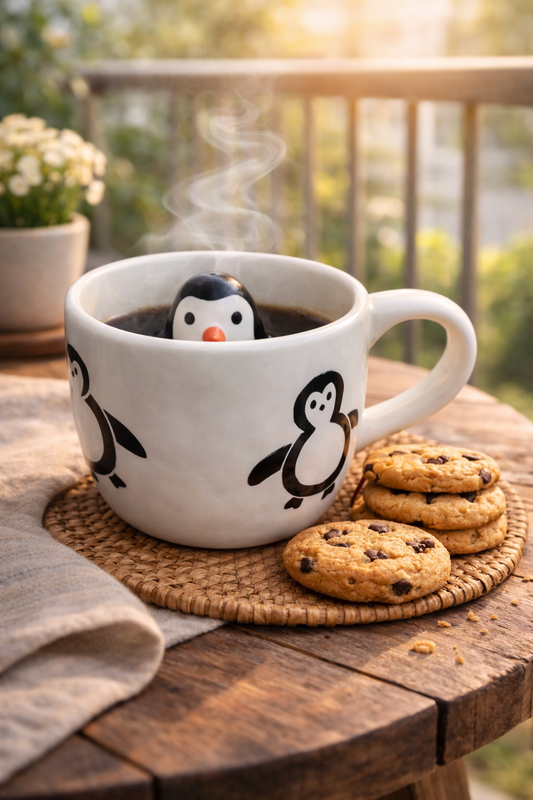 Peek-A-Boo Penguin Ceramic Mug
