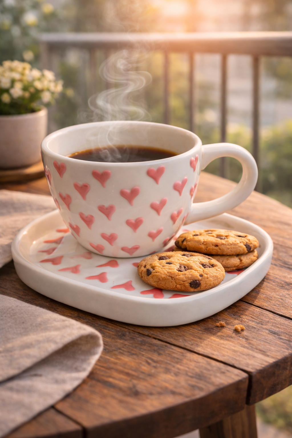 Pink Heart Cozy Café Cup Set