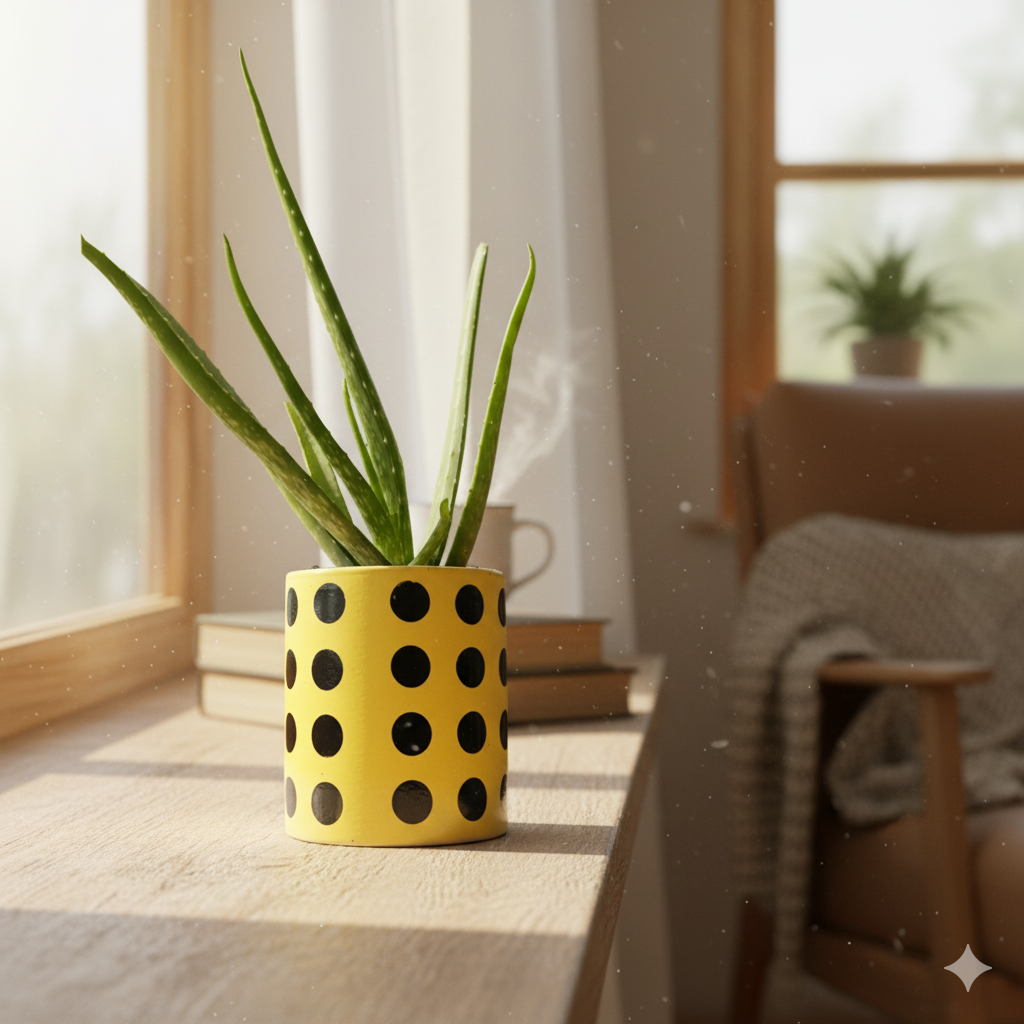 Yellow Polka Dot Plant Pot