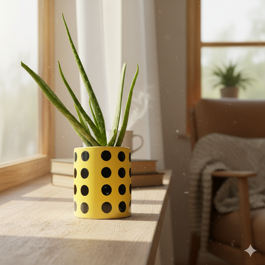 Yellow Polka Dot Plant Pot